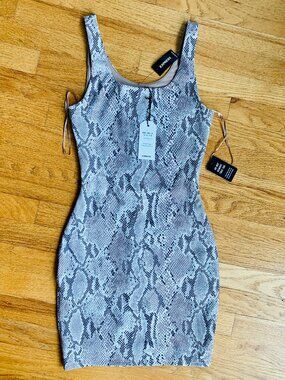 NWT XS Express Body Contour Snake Print Mini Dress